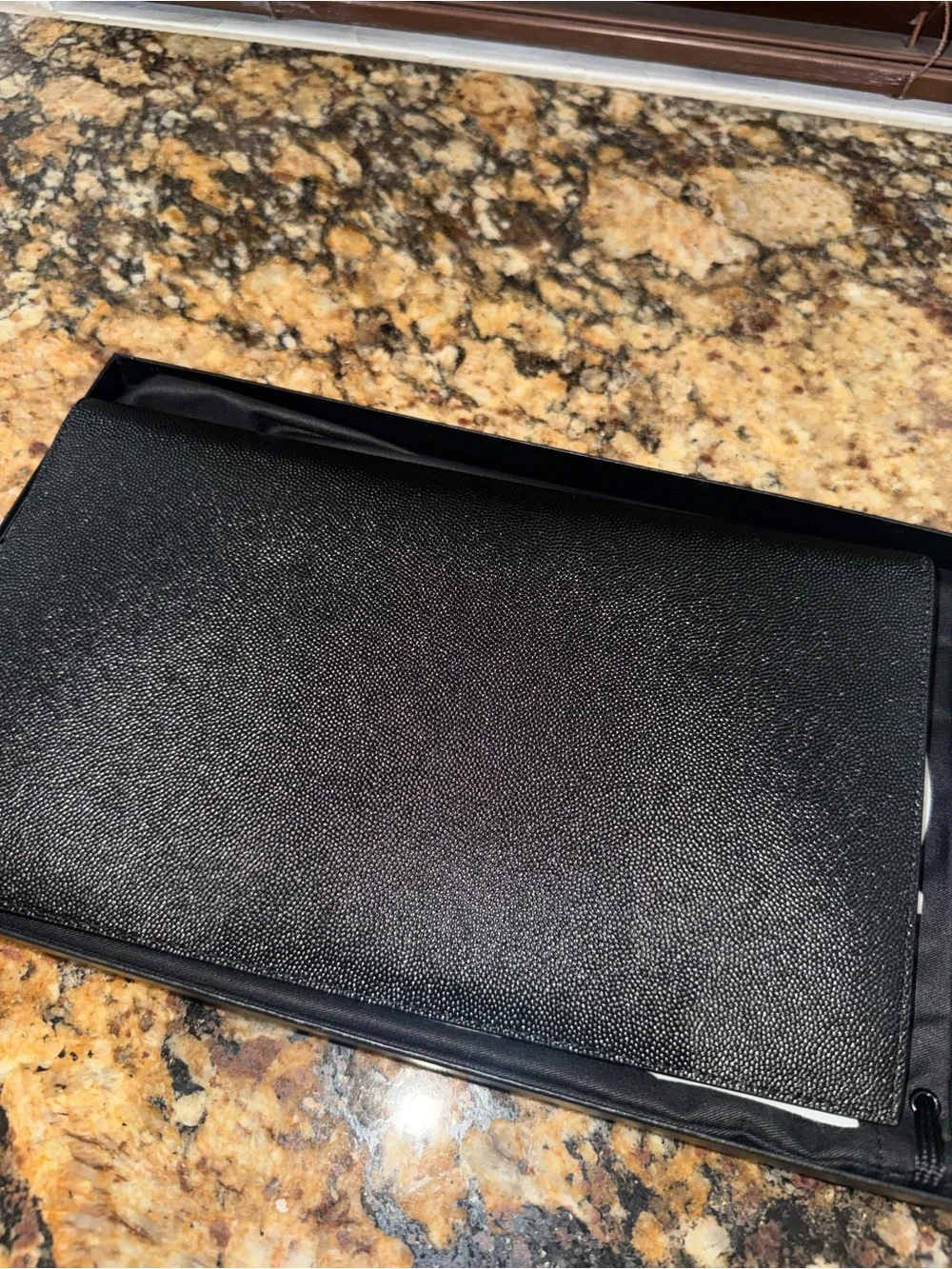 Saint Laurent UPTOWN POUCH IN GRAIN DE POUDRE LEATHER BLACK